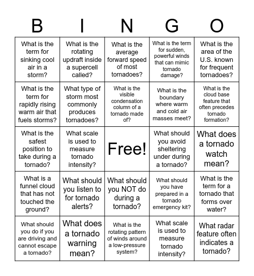 TORNADO BINGO Card