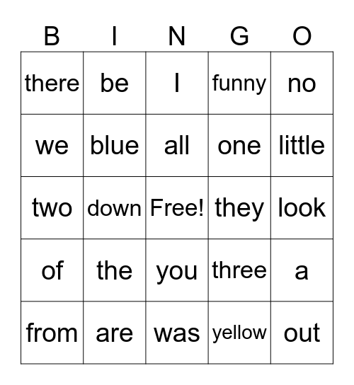 Tricky Words Bingo! Bingo Card