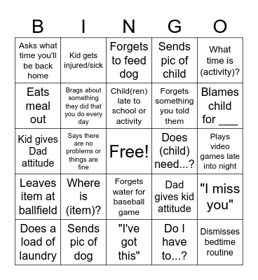 Back Home Bingo Card