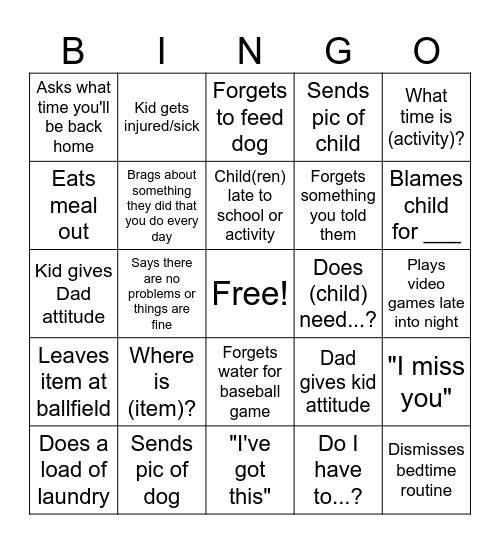 Back Home Bingo Card