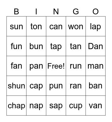 CVC Bingo Card