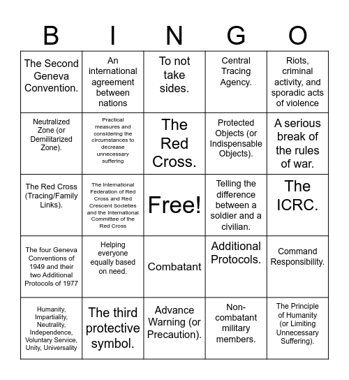 IHL Bingo Card