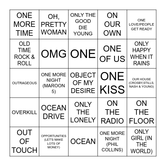 O Bingo Card