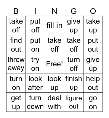 PHRASAL VERBS Bingo Card