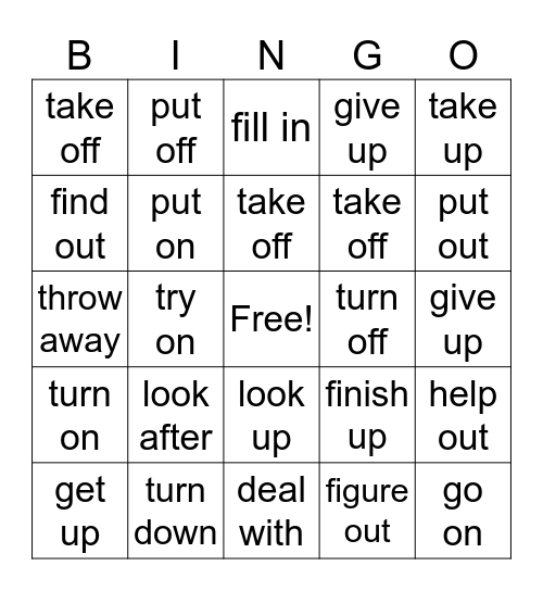 PHRASAL VERBS Bingo Card