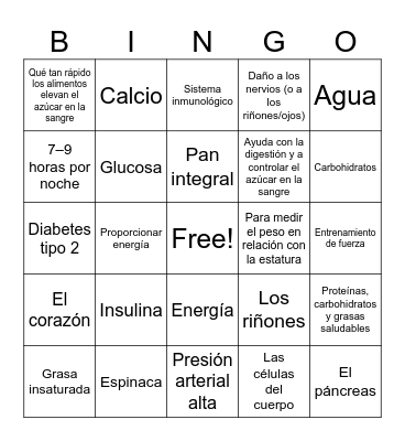 Health Trivia Questions Bingo Card