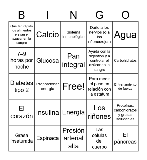 Health Trivia Questions Bingo Card