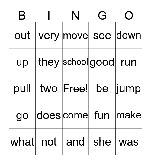 Grade 1, Unit 1 Bingo Card