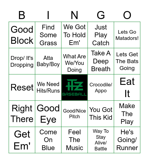 Matador Dad Phrases Bingo Card