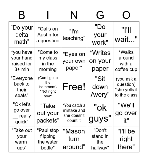 Archibald Bingo Card