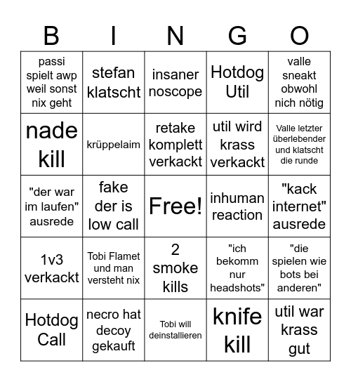 Baiter Bingo Card
