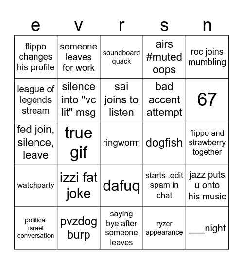 eversince vc bingo Card