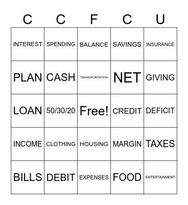 FINANCIAL BINGO Card
