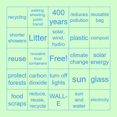 Earth Day Trivia Bingo Card