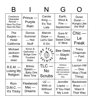 📼✨Mix Tape Music Bingo #1✨📼 Bingo Card