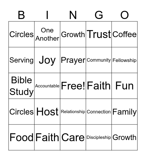 Life Group Bingo Card