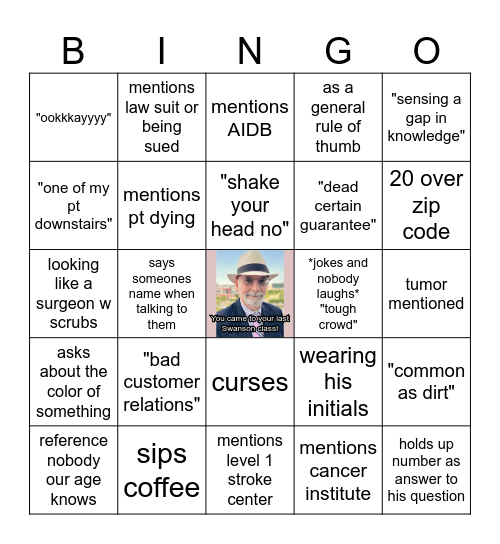 SWANSON BINGO Card