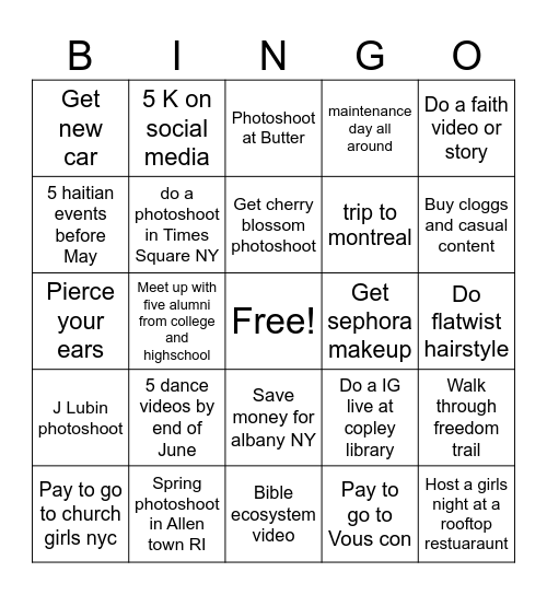 HOLY GIRL SPRING 2026 Bingo Card