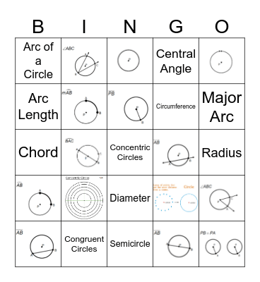 Circle Vocabulary Bingo Card
