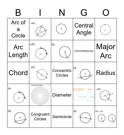 Circle Vocabulary Bingo Card