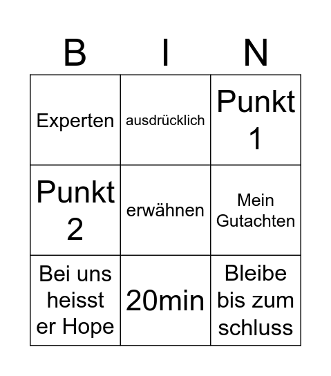 Backhaus Bingo Card