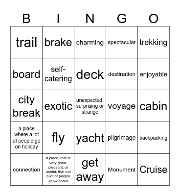 Travel Bingo Card