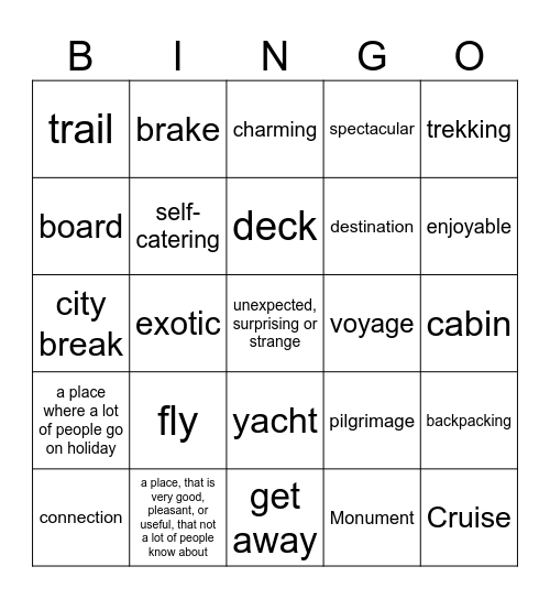 Travel Bingo Card
