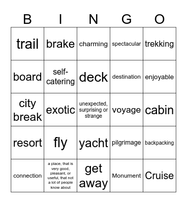 Travel Bingo Card