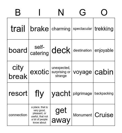 Travel Bingo Card