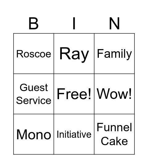 Splashway! Bingo Card