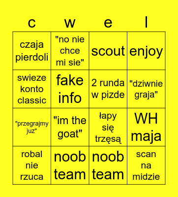 mini bingo Card