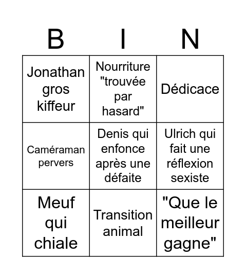 KOH LANTA 21/04 Bingo Card