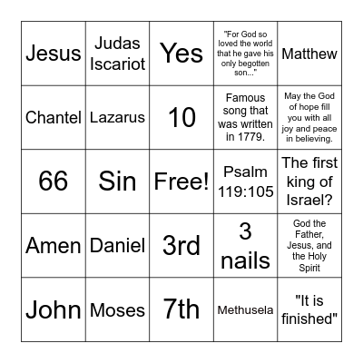 Bible Bingo 1 Bingo Card