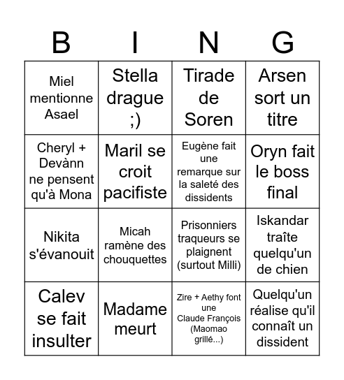 Bingo Event 4 Bingo Card
