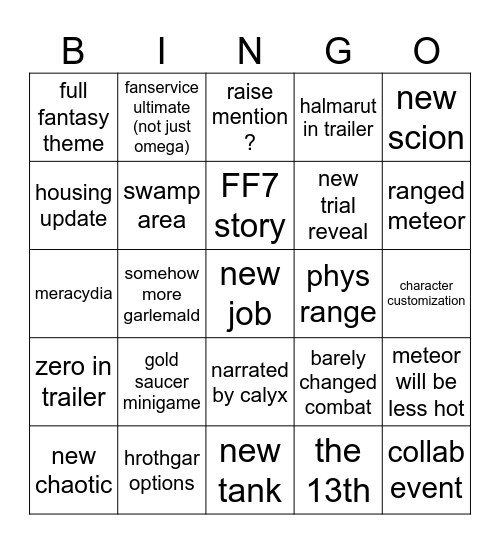 8.0 BINGO Card