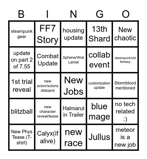 8.0 BINGO Card