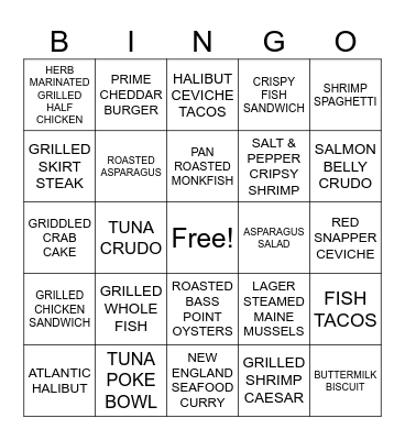 FOOD!!!!! Bingo Card