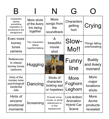 Coyote Vs Acme Trailer Bingo Card