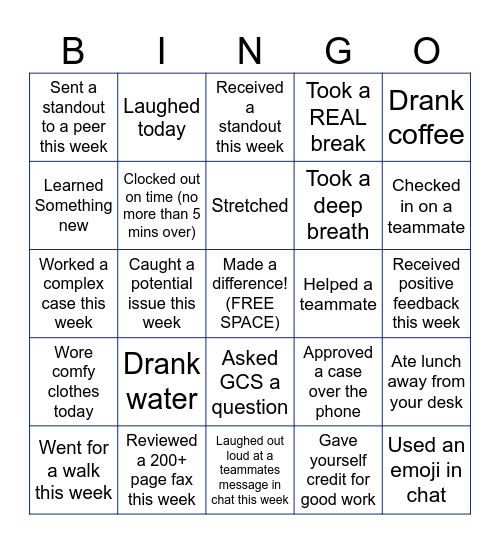 Nurses Week Bingo Card