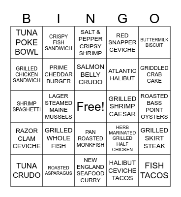 FOOD!!!!! Bingo Card