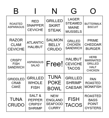 FOOD!!!!! Bingo Card
