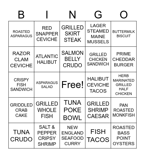 FOOD!!!!! Bingo Card
