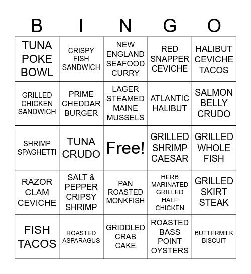 FOOD!!!!! Bingo Card