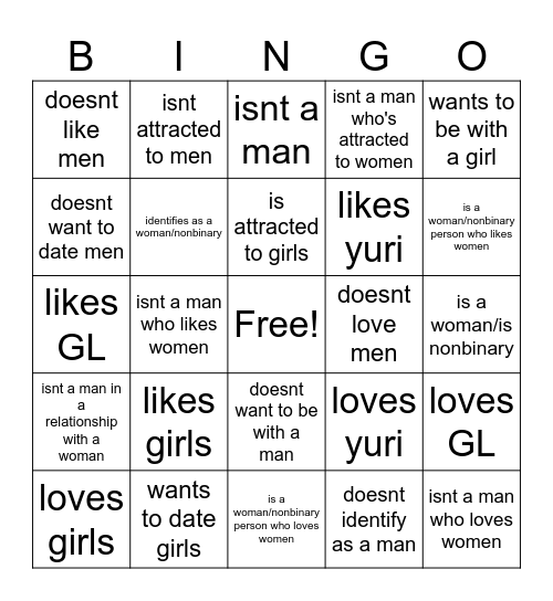 Lesbian Bingo Card