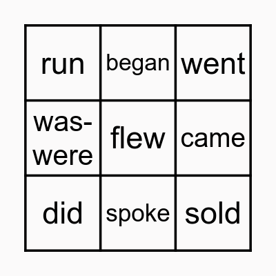 IRREGULAR VERBS Bingo Card