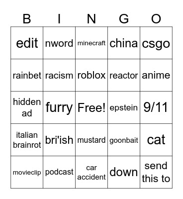 instagram reels bingo Card