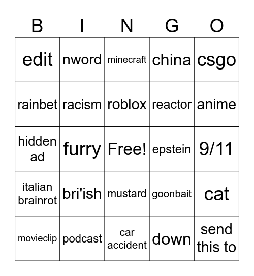 instagram reels bingo Card