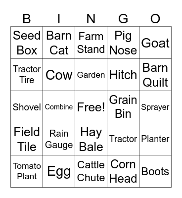 Farm Bingo Card
