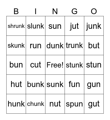 unk Bingo Card
