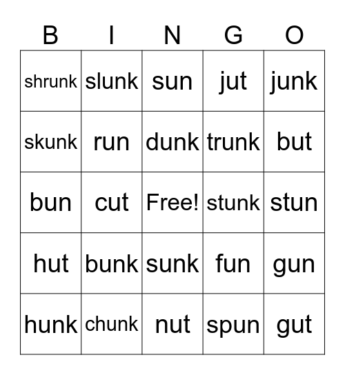 unk Bingo Card
